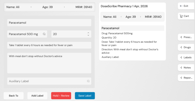 Experienced pharmacist at the counter reviewing prescriptions