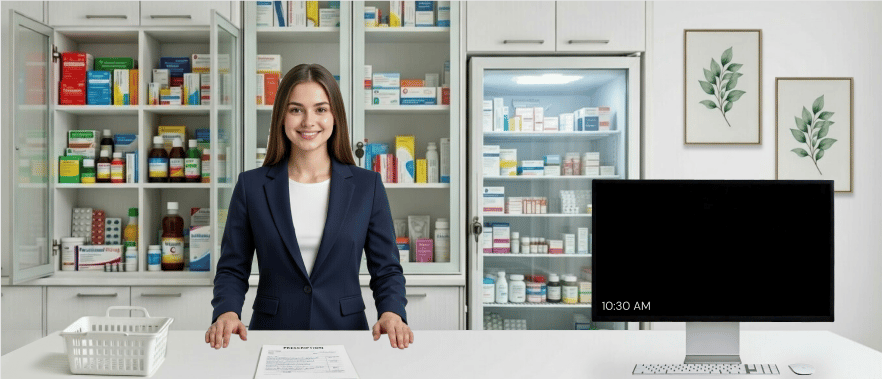 Clinical pharmacy professional ready to assist patients