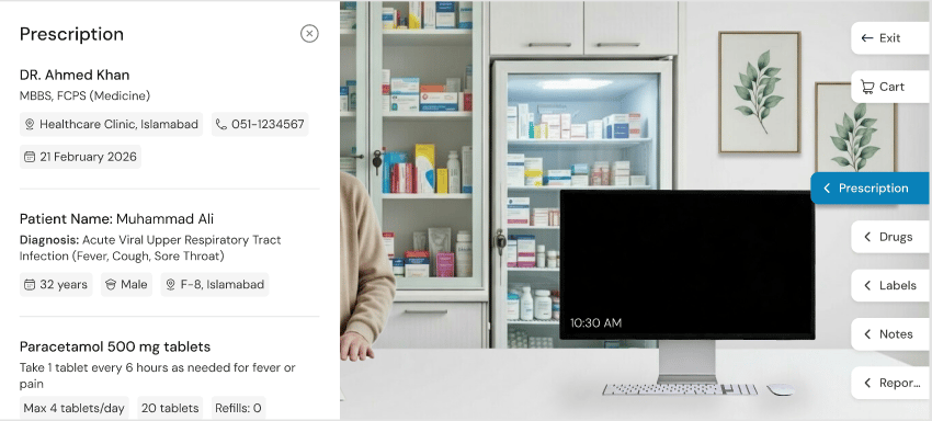 DoseScribe prescription simulation interface in action